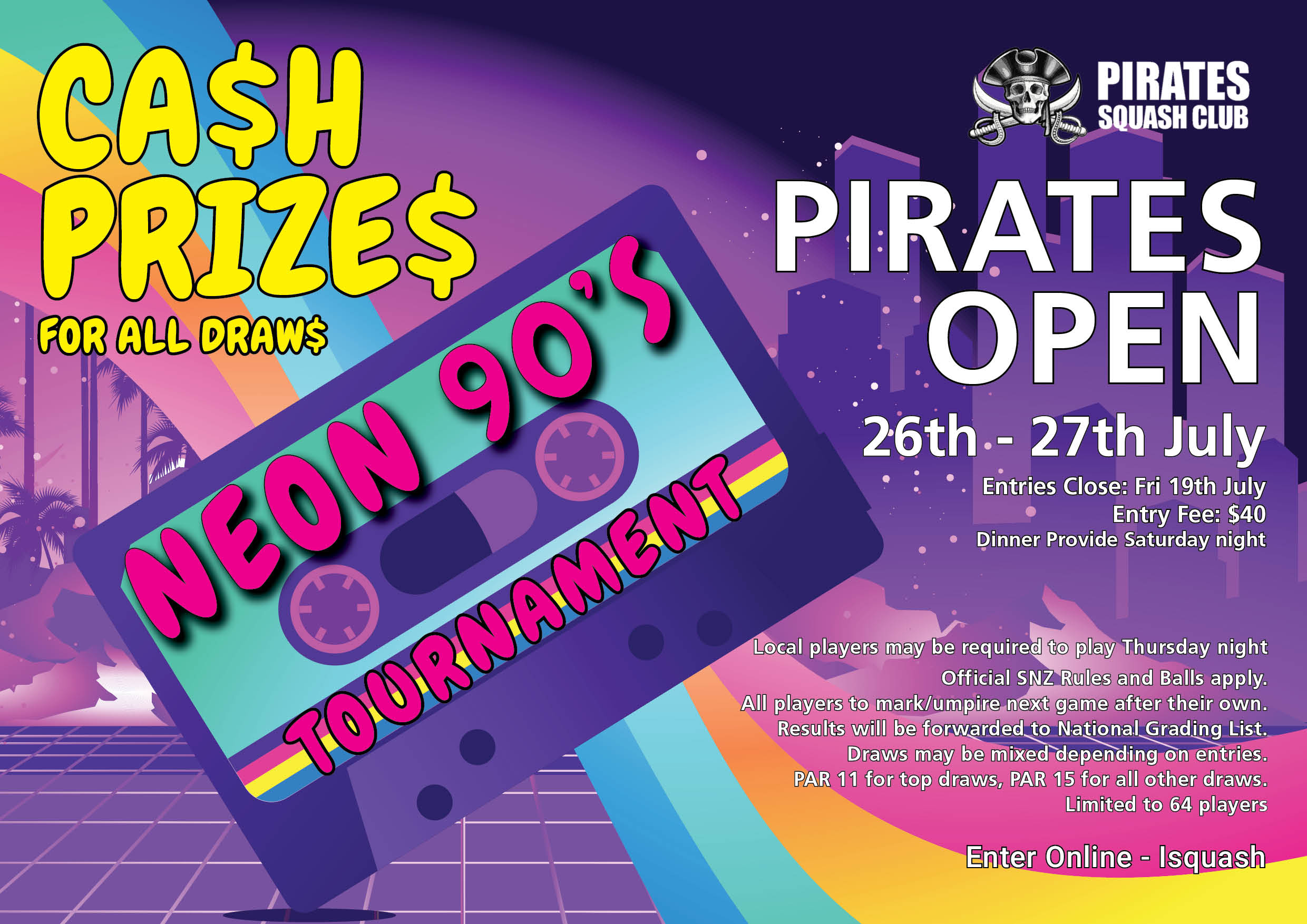 Pirates Squash Club Open OPEN: 26th - 27th July 2024
